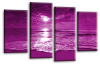 Seascape sunset beach two tone purple cream canvas wall art picture print