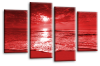 Seascape sunset beach two tone red cream canvas wall art picture print