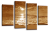 Seascape sunset beach two tone Sepia cream canvas wall art picture print