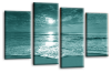 Seascape sunset beach teal canvas wall art picture print
