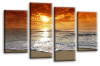 Seascape sunset beach orange grey canvas wall art picture print