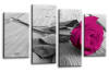 Purple rose floral flower canvas wall art picture print multi panel