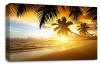 Tropical beach palm trees sand sunshine canvas wall art picture print  panel