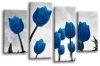 Blue Grey Tulips flowers canvas wall art picture print multi panel canvas wall art