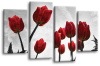 Red Tulips flowers canvas wall art picture print multi panel canvas wall art
