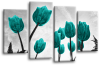 Teal Tulips flowers canvas wall art picture print multi panel canvas wall art