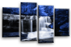 Blue grey Autumn forrest waterfall canvas wall art picture print multi panel 