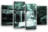 Duck egg grey Autumn forrest waterfall canvas wall art picture print multi panel