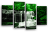 Green grey Autumn forrest waterfall canvas wall art picture print multi panel