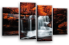 Orange grey Autumn forrest waterfall canvas wall art picture print multi panel