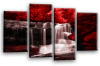 Red grey Autumn forrest waterfall canvas wall art picture print multi panel