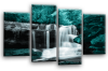 Teal grey Autumn forrest waterfall canvas wall art picture print multi panel