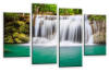 Teal Green grey Autumn forrest waterfall canvas wall art picture print multi panel