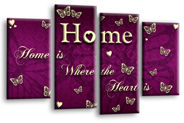 Home Quote Wall Art Picture Print Purple Cream