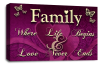 Purple Cream Grey Family Quote canvas wall art picture print