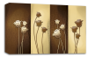 Brown cream floral flowers canvas wall art picture print