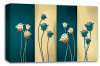 Teal cream floral flowers panel canvas wall art picture print