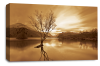 Sepia Cream Landscape lake mountains canvas wall art picture print