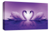 Purple Love heart kissing swans canvas wall art picture print