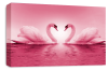 Pink Love heart kissing swans canvas wall art picture print