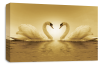 Sepia Love heart kissing swans canvas wall art picture print