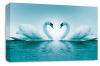 Teal Love heart kissing swans canvas wall art picture print