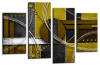 Abstract circles mustard black grey white canvas wall art picture print