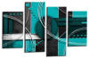 Abstract circles Teal black grey white canvas wall art picture print
