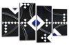 Black White Grey Blue abstract diamond stripes canvas wall art picture print multi panel