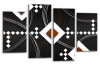 Black White Grey Brown abstract diamond stripes canvas wall art picture print multi panel