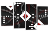 Black White Grey Red abstract diamond stripes canvas wall art picture print multi panel