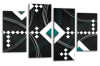 Black White Grey Teal abstract diamond stripes canvas wall art picture print multi panel