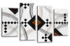 White brown black grey abstract diamond stripes canvas wall art picture print multi panel