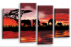 sunset aftrican elephants multi panel wall art picture print