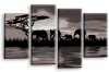 2 tone grey sunset aftrican elephants multi panel wall art picture print