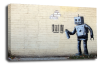 Banksy canvas wall art graffiti robot grey black white