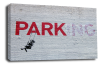 Banksy canvas wall art girl on swing no parking grey black white
