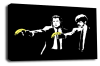 Banksy canvas wall art pulp fiction banana gun grey black white