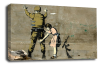 Banksy canvas wall art girl and soldier grey black white