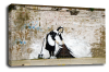 Banksy canvas wall arsweeping it under the carpet grey black white
