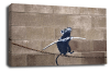 Banksy canvas wall art tight rope rat grey black white