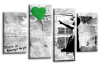 Banksy green balloon girl canvas wall art picture print multi pane