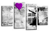 Banksy purple balloon girl canvas wall art picture print multi panel