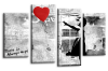 Banksy red balloon girl canvas wall art picture print multi panel