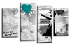 Banksy teal balloon girl canvas wall art picture print multi panel