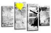 Banksy yellow balloon girl canvas wall art picture print multi panel