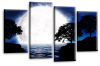 Big moon water reflection canvas wall art picture print blue black white