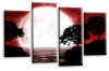 Big moon water reflection canvas wall art picture print red white grey
