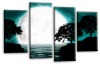 Big moon water reflection canvas wall art picture print teal black white