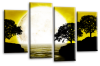 Big moon water reflection canvas wall art picture print yellow mustard black white